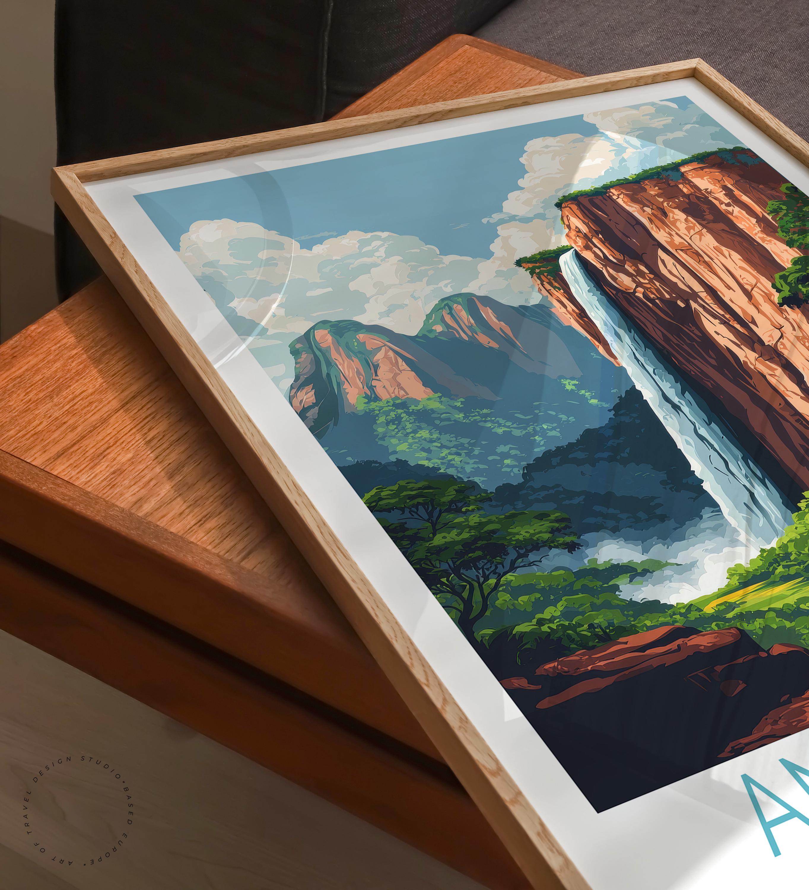 Angel Falls Venezuela Travel Poster, Venezuela Wall Art, Angel