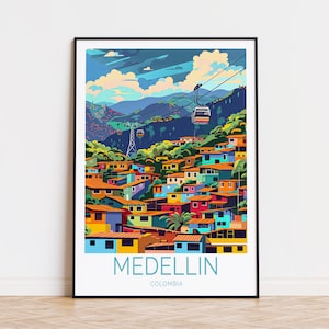 Póster de Medellín Colombia, póster de arte mural de Colombia, impresión de viaje a la ciudad de Medellín Colombia, regalo de cumpleaños, regalos personalizados