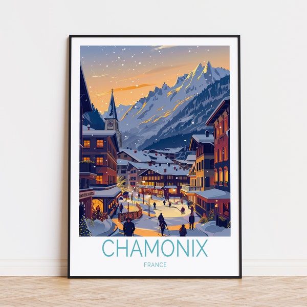 Chamonix Travel Poster, France Wall Art, Chamonix France City Poster, Travel Home Decor, Birthday Gifts, Wedding Gifts