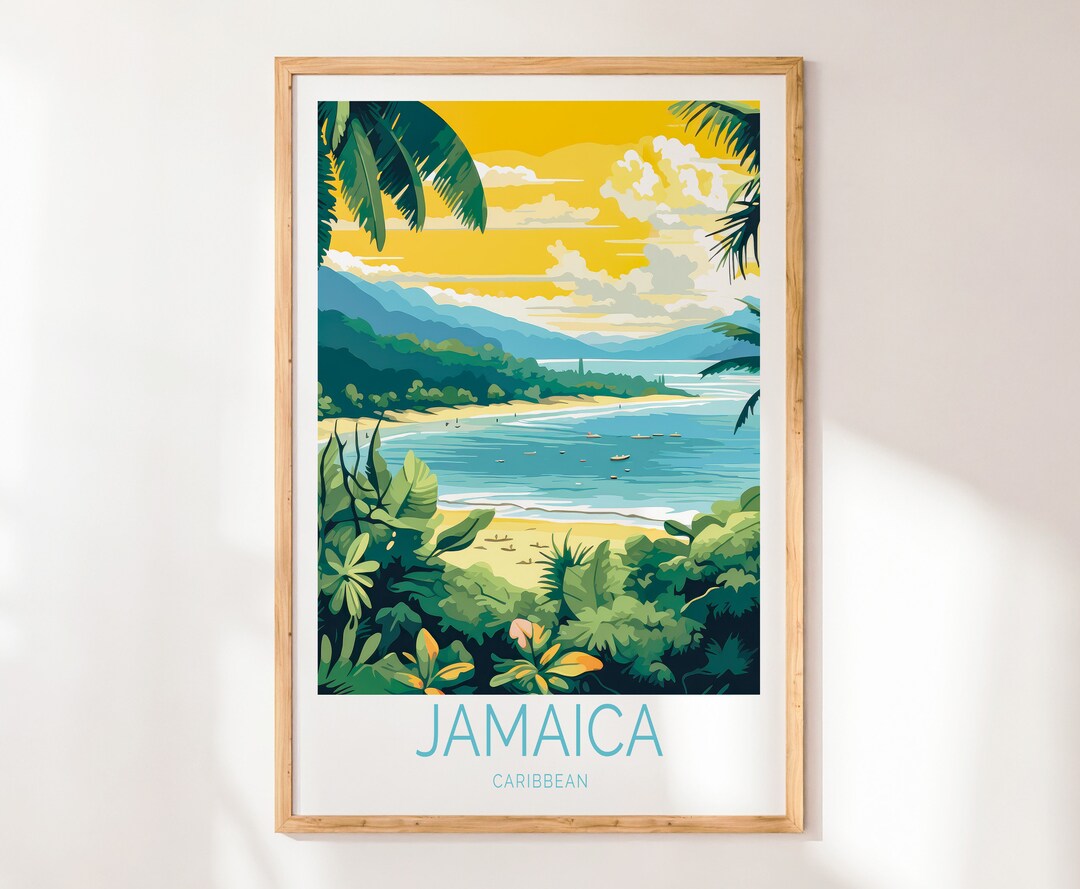 Jamaica Print Jamaica Poster Jamaica Caribbean Travel Etsy