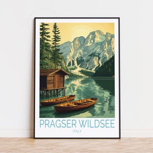 Pragser Wildsee Italy Travel Poster, Italy Wall Art, Pragser Wildsee Print, Home Decor, Personalised Travel Poster, Birthday Gifts