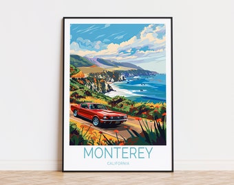 Monterey Travel Poster, California Travel Wall Art, Monterey California Wall Decor Poster, Birthday Present, Wedding Gifts