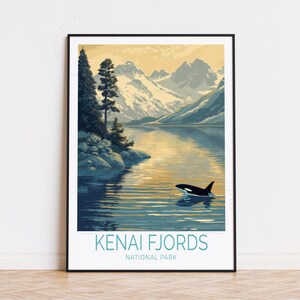 Kenai Fjords Travel Poster, Alaska Wall Art, Kenai Fjords National Park Print, Home Decor, Birthday Gifts, Personalised Travel Poster