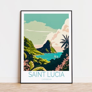 Saint Lucia Travel Poster, Caribbean Wall Art, Saint Lucia Print, Personalised Travel Poster, Birthday Gifts, Wedding Present