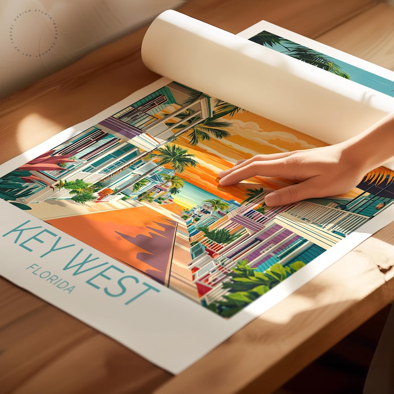 Key West Florida Travel Poster, Florida Wall Art, Key West Print, Personalised Travel Poster