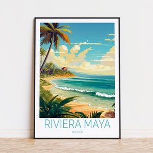 Riviera Maya Travel Poster, Mexico Wall Art, Riviera Maya Print, Custom Travel Poster, Birthday Present, Wedding Gifts