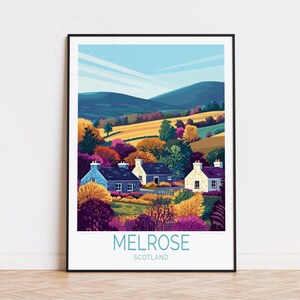 Melrose Scotland Travel Poster, Scotland Wall Art, Melrose Print, Home Decor, Personalised Travel Poster, Birthday Present