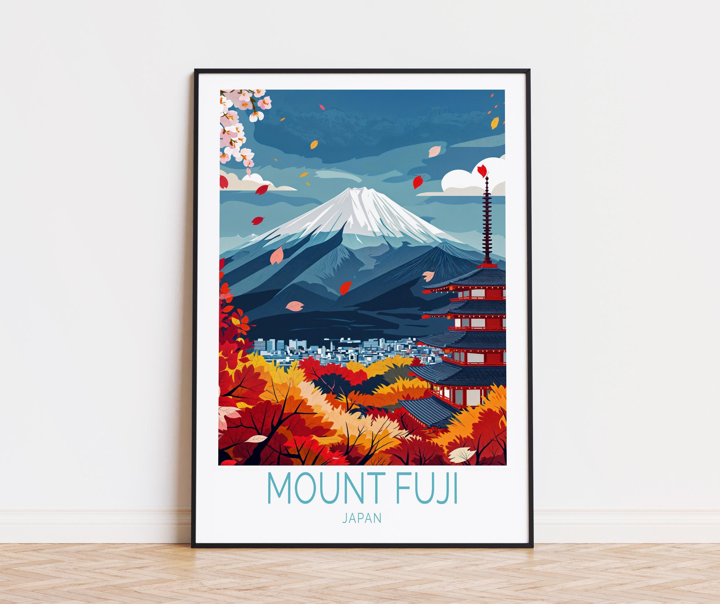 Mount Fuji Japan Travel Poster, Japan Wall Art, Mount Fuji-san