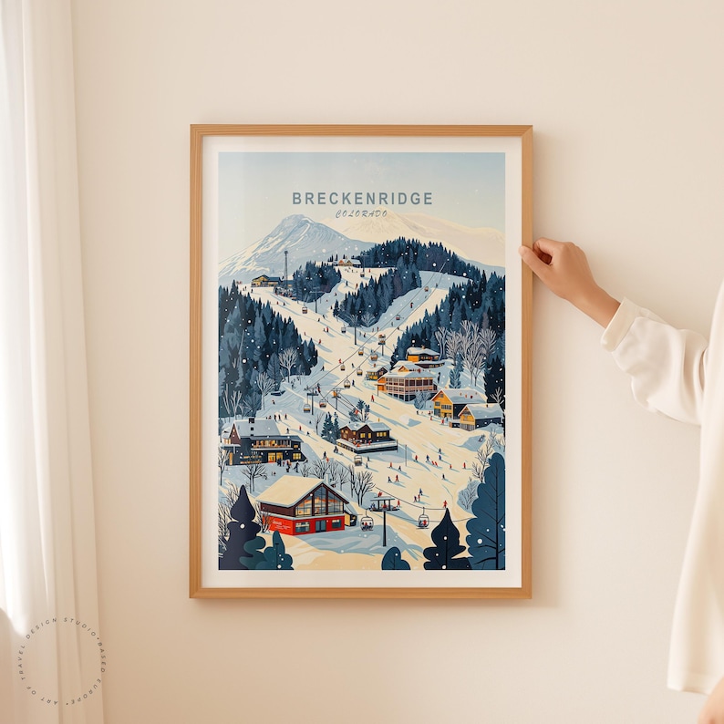 Breckenridge Colorado Travel Poster, Colorado Wall Art, Ski Resort