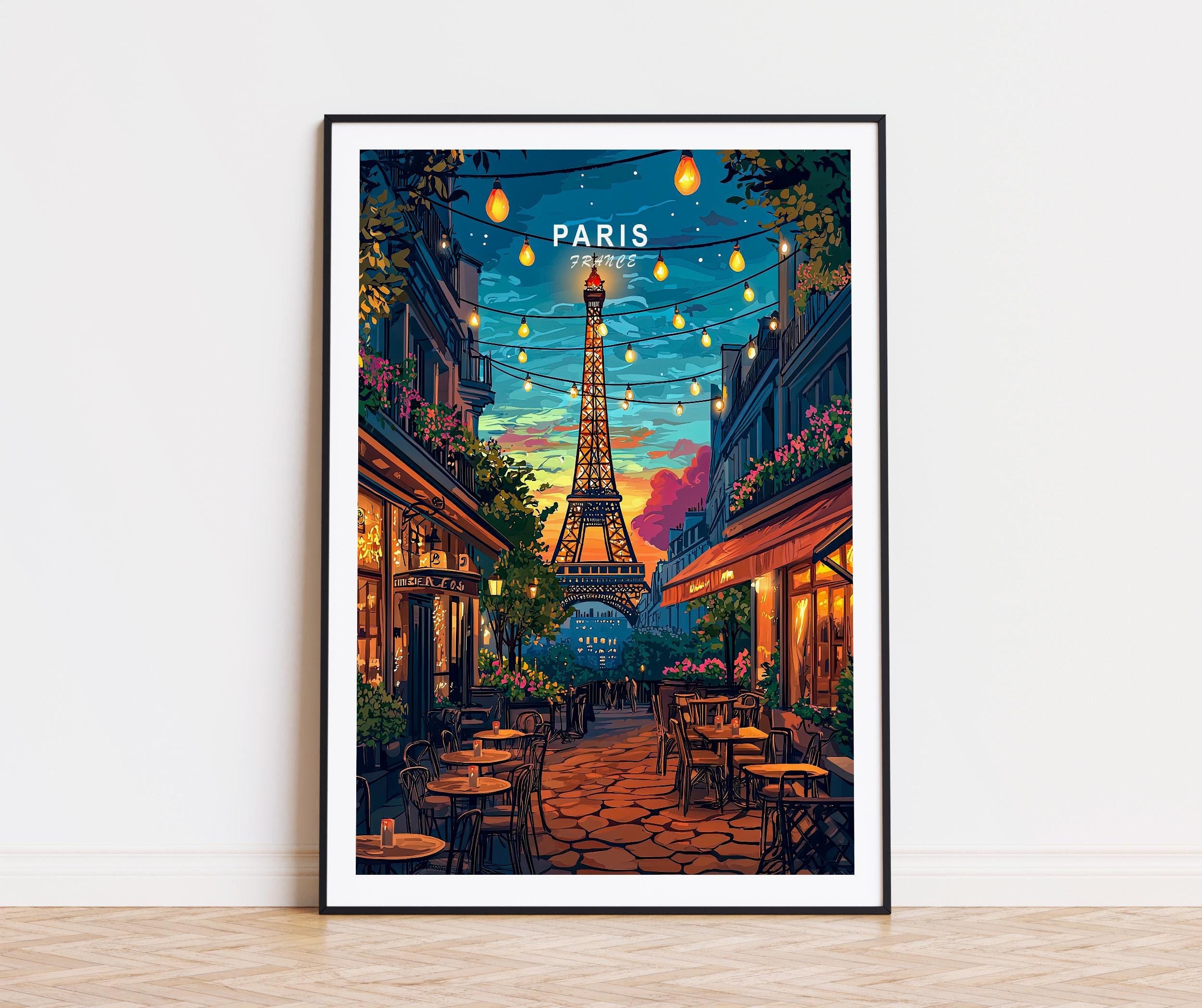Paris Eiffel Tower France Travel Poster, Paris France City Wall