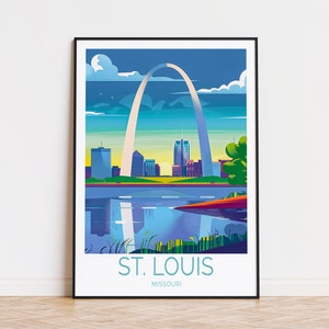 St. Louis Missouri Travel Poster, Missouri Travel Wall Art, City Poster, The Gateway Arch Poster, Birthday Gifts, Home Decor