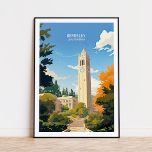 Berkeley California Travel Poster, California City Wall Art, University Campus Poster, Berkeley Wall Decor, Personalised Gifts