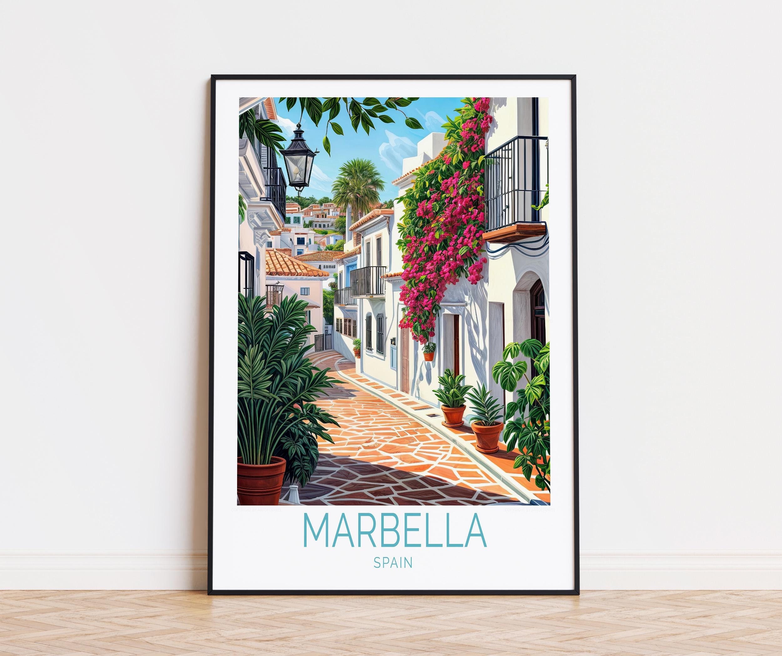 Marbella Spain Travel Poster, Spain Wall Art, Marbella Print
