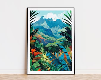 Affiche de La Réunion, France La Réunion, affiches de voyage dans le parc national, affiche de l'île, cadeaux d'anniversaire, cadeaux personnalisés