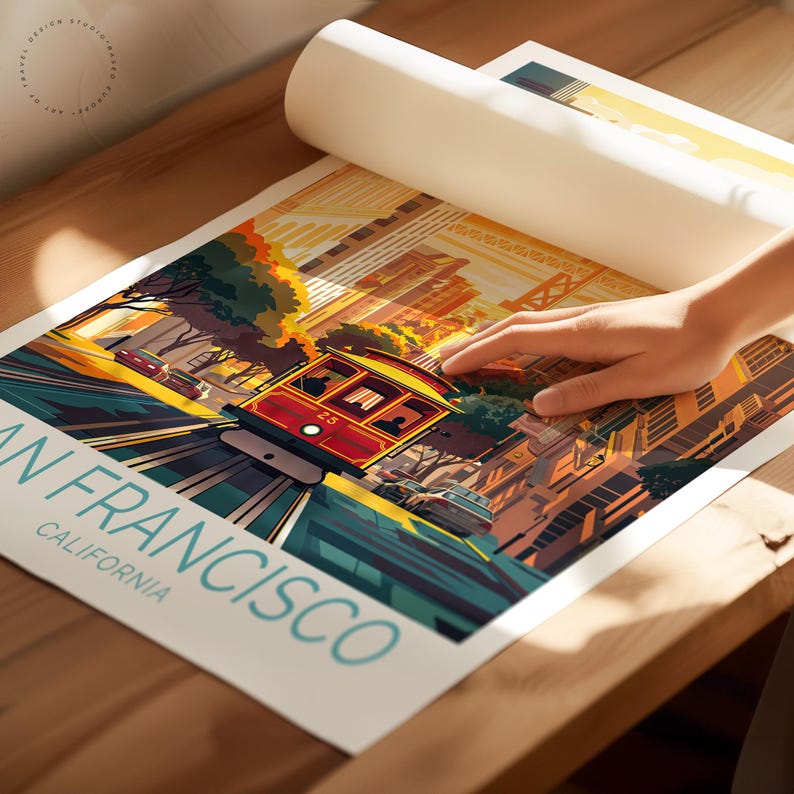 San Francisco California Travel Poster, California Wall Art, San