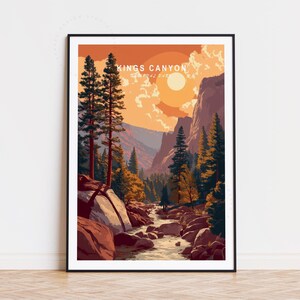 Kings Canyon National Park Travel Poster, California Wall Art, Kings Canyon Print, Birthday Gifts, Home Decor, Minimalist Cityscape
