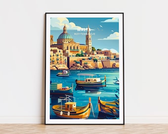 Malta Poster, Malta Europe Travel Print, Valletta Print, Europe City Poster, Traveler Decor, Personalised Gifts, Birthday Present