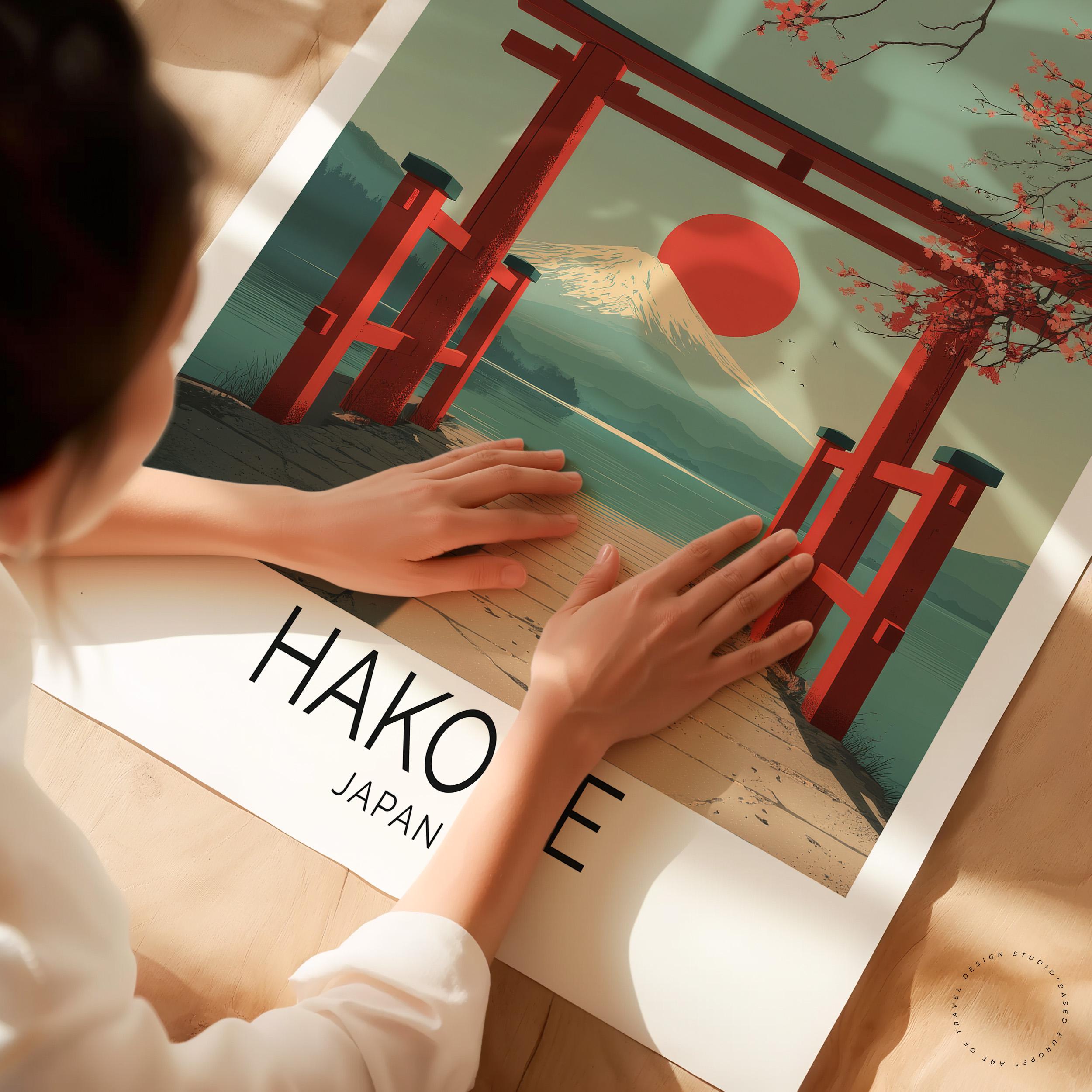 箱根日本ポスター - 富士山鳥居アート - Etsy 日本