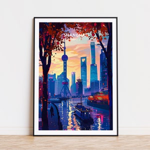 Shanghai China Travel Poster, China Wall Art, Shanghai Tower Print, Custom Travel Poster, Home Decor, Birthday Gifts