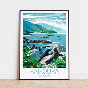 Kaikoura-poster, Nieuw-Zeelandse Kaikoura-muurdecoratie, Nieuw-Zeelandse kustprint, gepersonaliseerde cadeaus, verjaardagscadeau, woondecoratie
