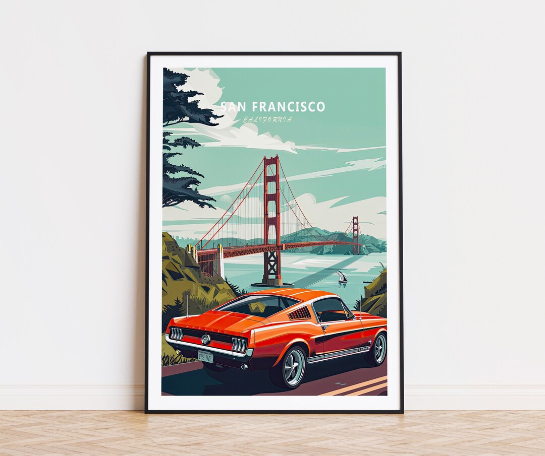 San Francisco Travel Poster, California Wall Art, Golden Gate Bridge