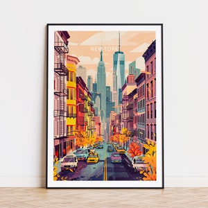 Póster impreso de Nueva York, EE. UU., arte mural de la ciudad de EE. UU., decoración de viaje para el hogar, decoración de pared de la ciudad de Nueva York, regalos personalizados, regalo de cumpleaños