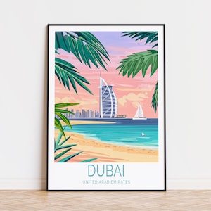 Dubai United Arab Emirates Travel Poster, Dubai Print, Home Decor, Personalised Travel Poster, Wedding Present, Birthday Gifts