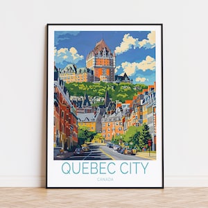 Affiche de voyage de la ville de Québec, impression d'affiche du Canada, art mural de la ville de Québec Canada, cadeau de mariage, cadeaux personnalisés, décoration d'intérieur