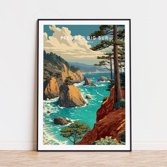 Pfeiffer Big Sur Travel Poster, California Wall Art, Pfeiffer Big