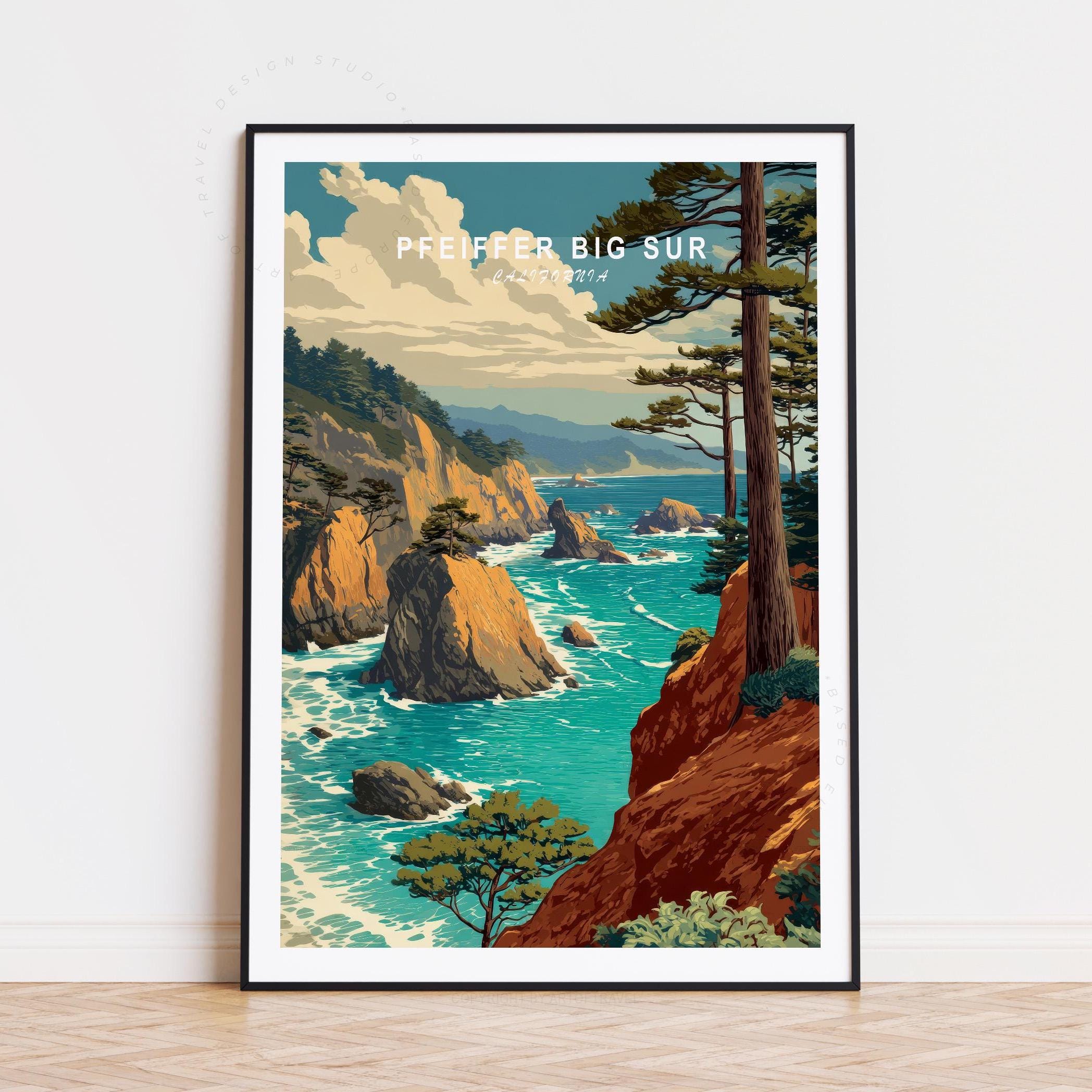Pfeiffer Big Sur Travel Poster, California Wall Art, Pfeiffer Big