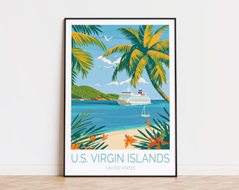 U.S. Virgin Islands Travel Poster, USA Travel Wall Art, Virgin Islands National Park Poster, Travel Poster, Personalised Gifts