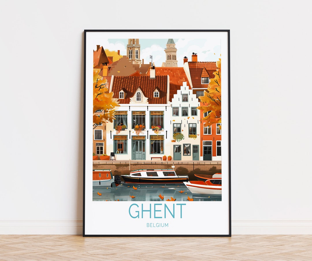 Ghent Belgium Travel Poster, Belgium Wall Art, Ghent Print, Home Decor