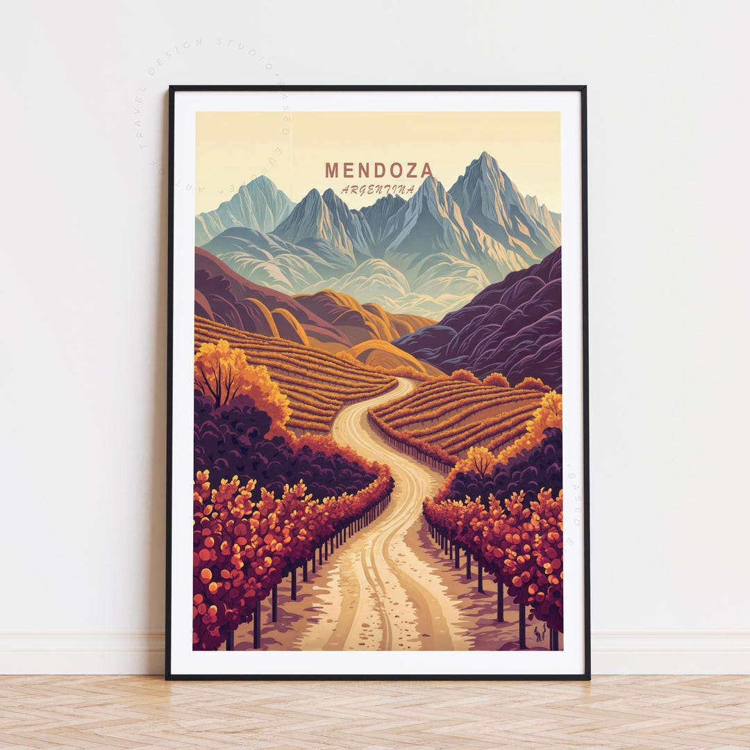 Mendoza Travel Poster, Argentina Wall Art, Mendoza Argentina Print