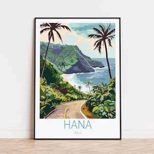 Hana Maui Reiseplakat, Hawaii Wandkunst, Hawaii Küste Plakat, Hana Maui Wanddekor, personalisierte Geschenke, Geburtstagsgeschenk