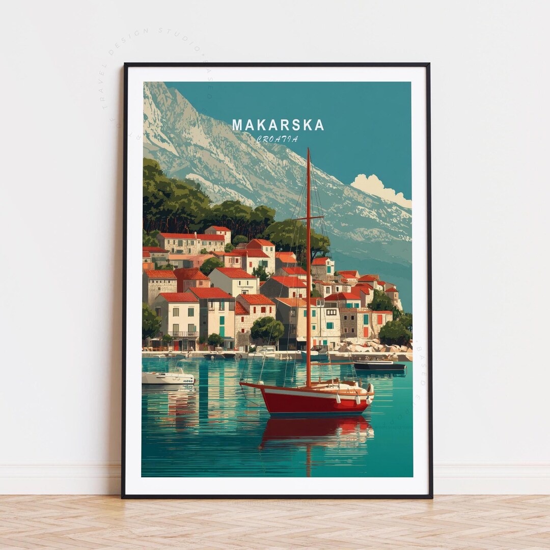 Makarska Travel Poster, Croatia Wall Art, Makarska Croatia Print