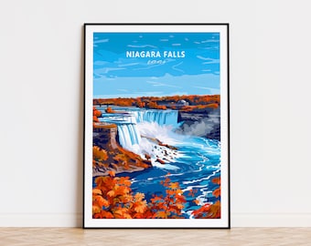Niagara Falls Poster, USA Canada Travel Print, Niagara Falls Nature Travel Poster, Personalised Gifts, Birthday Present