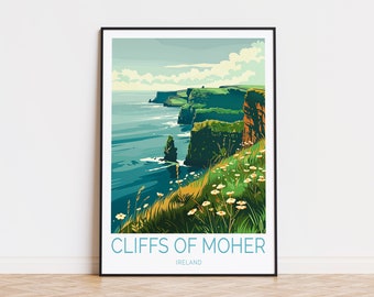 Cliffs Of Moher Travel Poster, Ireland Wall Art, Cliffs Of Moher Ireland Print, City Travel Poster, Coast Wall Decor, Wedding Gifts