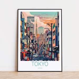 Pôster de viagem de Tóquio Japão, arte de parede de cidade do Japão, decoração japonesa, presentes de viagem de Tóquio Japão, presente personalizado, presentes de casamento