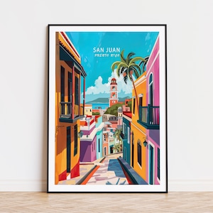 San Juan Travel Poster, Puerto Rico Wall Art, San Juan City Print, Travel Home Decor, Birthday Present, Personalised Gifts
