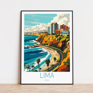 Lima Peru Travel Poster, Peru Wall Art, Lima Coastal Print, Home Decor, Birthday Present, Wedding Gifts, Custom Travel Poster
