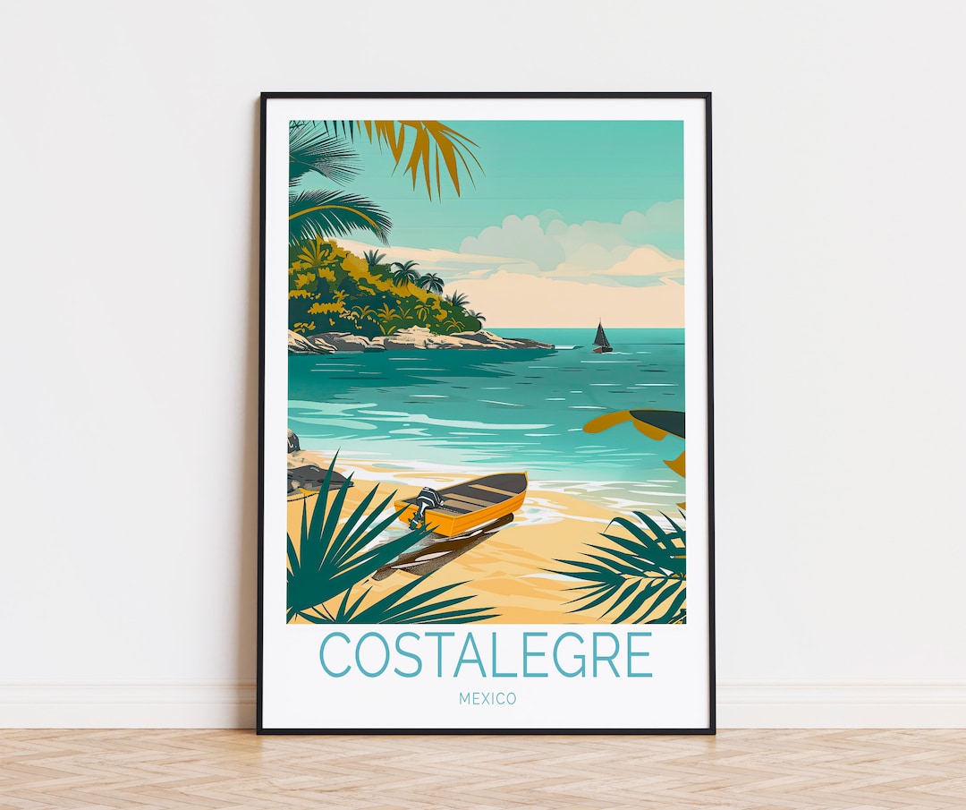 Costalegre Travel Poster, Mexico Wall Art, Mexico Beach Print, Birthday