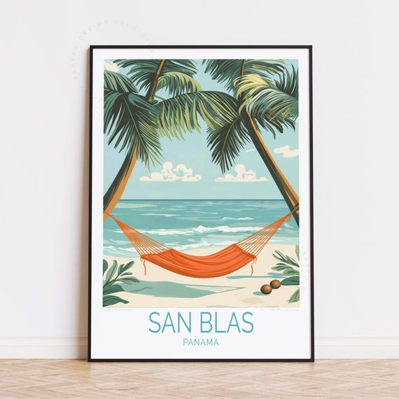 San Blas Travel Poster, Panama Wall Art, San Blas Islands Print