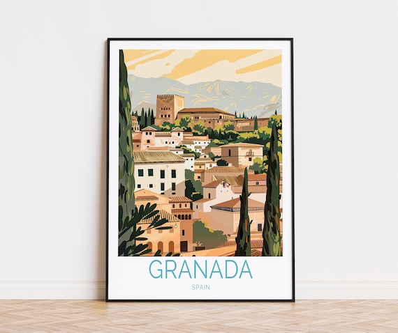 Granada Spain Travel Poster, Spain Wall Art, Alhambra Poster, Custom Travel Poster, Travel Home Decor, Personalised Gifts