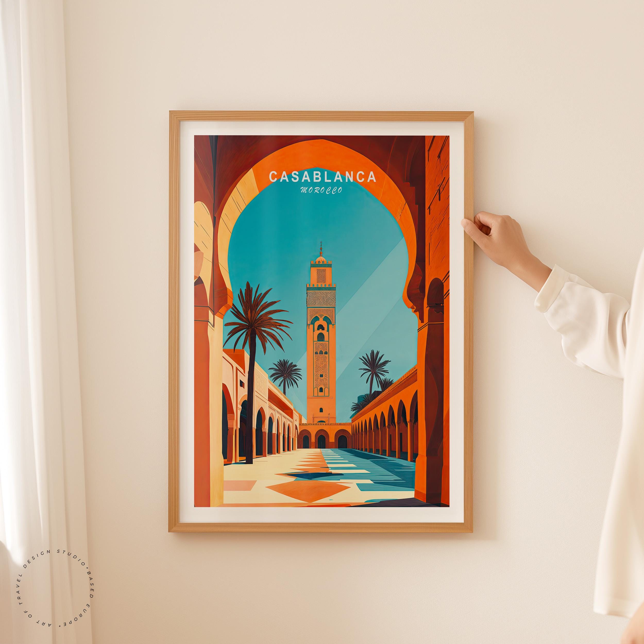 Casablanca Morocco Travel Poster, Morocco Travel Print, Casablanca