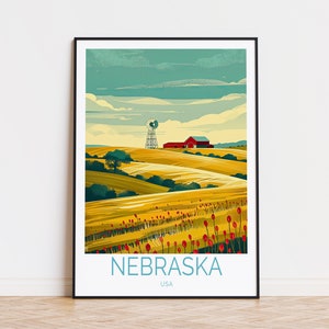 Nebraska Travel Poster, USA Nebraska Wall Art, USA Custom Travel Poster, Home Decor, Birthday Gifts, Personalised Gifts