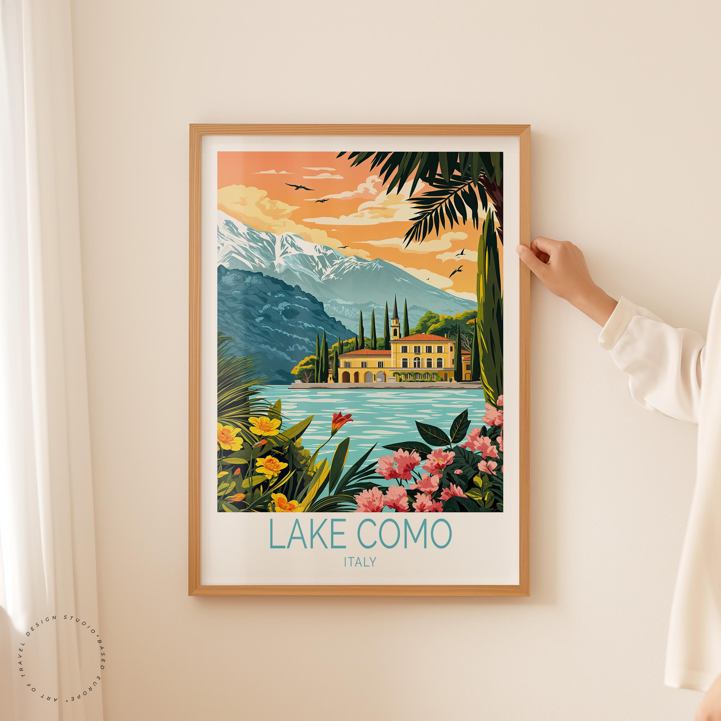 lake como italy travel poster art print (digital... Lake Como Travel Poster, Italy Wall Art, Lake Como Print, Home Decor ...