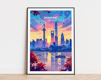 Shanghai Travel Print, China Shanghai  Travel Wall Art, The Bund Poster, Home Decor, Personalised Gifts, Birthday Present