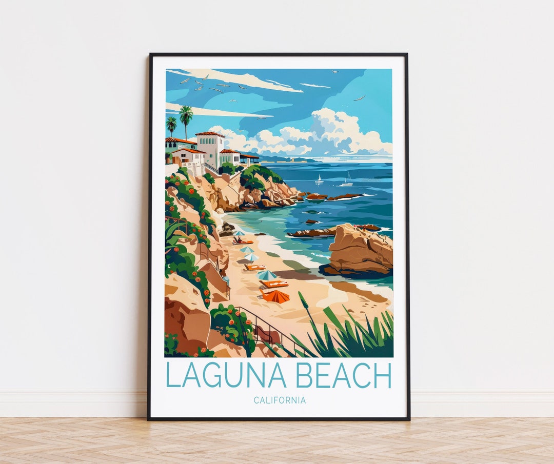 Laguna Beach Travel Poster, California Wall Art, Laguna Beach Print