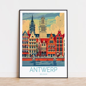 Antwerp Travel Poster, Belgium City Wall Art, Antwerp Belgium Print, Home Decor, Custom Travel Poster, Birthday Gifts