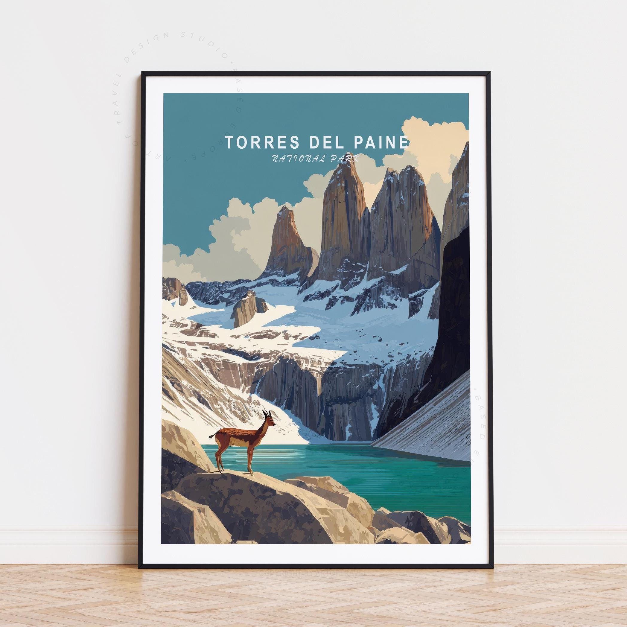 Torres Del Paine National Park Travel Poster, Chile Wall Art